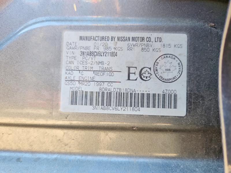 Aukcja sprzedaży 2020 Nissan Sentra, vin: 3N1AB8CV6LY211804, numer aukcji: 53710476
