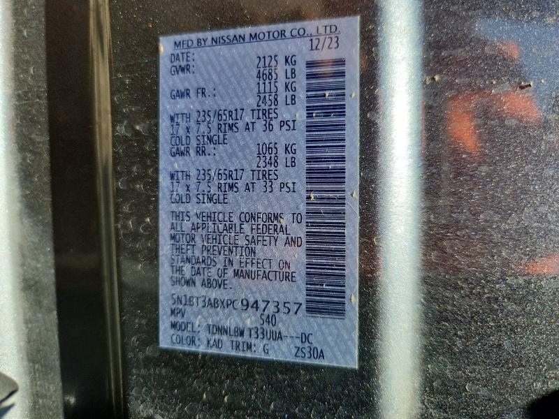 Aukcja sprzedaży 2023 Nissan Rogue, vin: 5N1BT3ABXPC947357, numer aukcji: 57583566