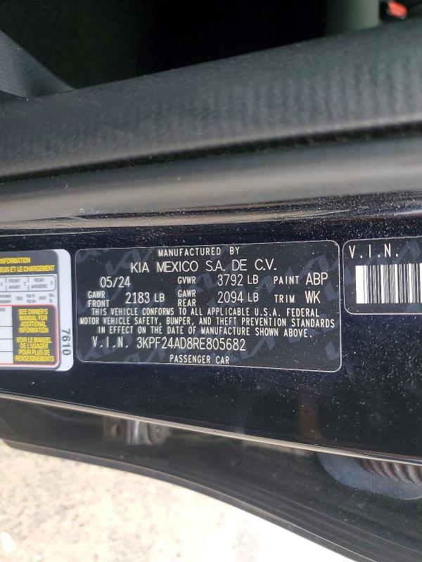 Продаж на аукціоні авто 2024 Kia Forte, vin: 3KPF24AD8RE805682, номер лоту: 57289466