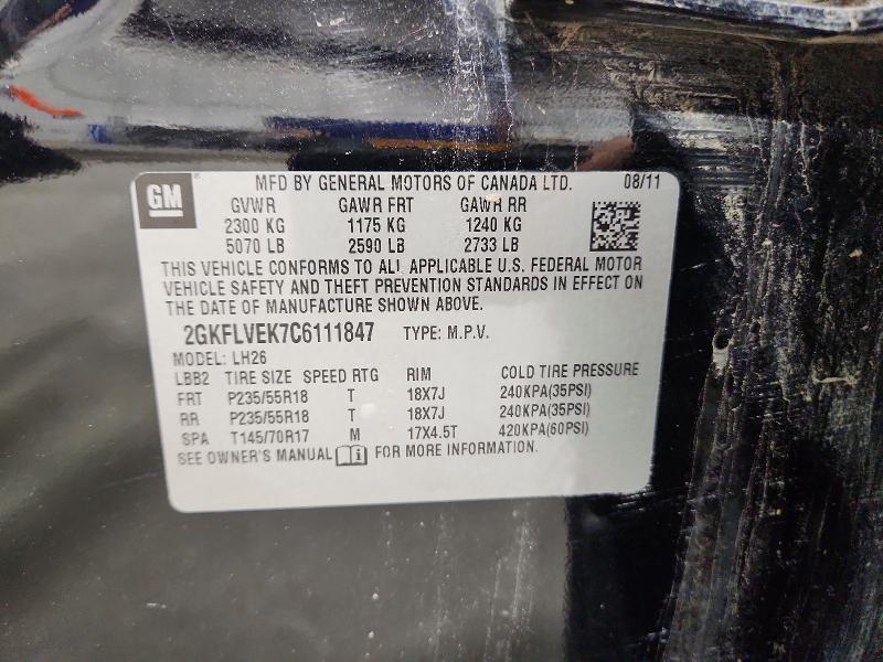Aukcja sprzedaży 2012 Gmc Terrain, vin: 2GKFLVEK7C6111847, numer aukcji: 57923926