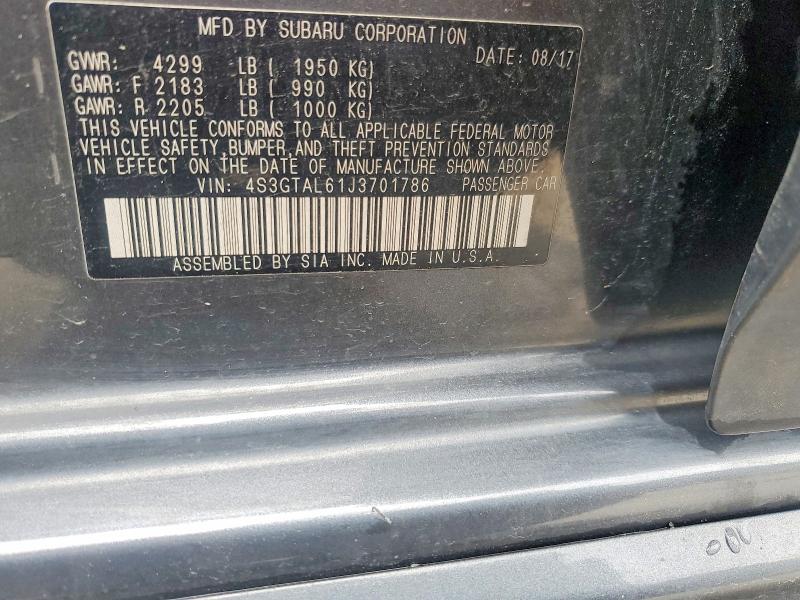 57302496 :رقم المزاد ، 4S3GTAL61J3701786 vin ، 2018 Subaru Impreza مزاد بيع