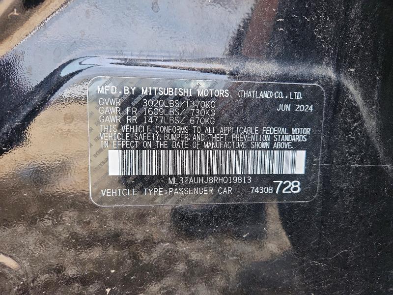 56260046 :رقم المزاد ، ML32AUHJ8RH019813 vin ، 2024 Mitsubishi Mirage مزاد بيع