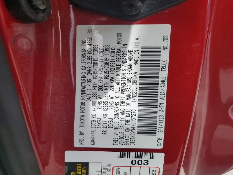 Aukcja sprzedaży 2007 Toyota Tacoma, vin: 5TETX22N47Z357270, numer aukcji: 56734996