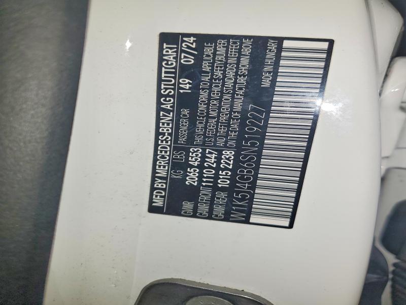 Aukcja sprzedaży 2025 Mercedes-benz Cla, vin: W1K5J4GB6SN519227, numer aukcji: 54919336
