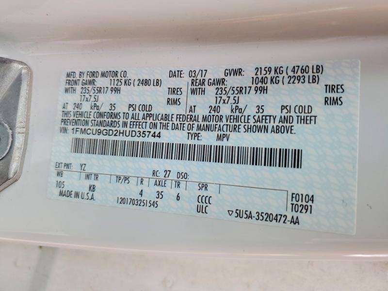 56712676 :رقم المزاد ، 1FMCU9GD2HUD35744 vin ، 2017 Ford Escape مزاد بيع
