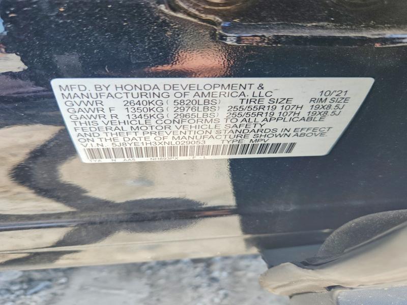 2022 Acura Mdx მანქანა იყიდება აუქციონზე, vin: 5J8YE1H3XNL029053, აუქციონის ნომერი: 57396046