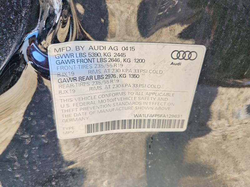 Aukcja sprzedaży 2015 Audi Q5, vin: WA1LFAFP5FA129631, numer aukcji: 55955866