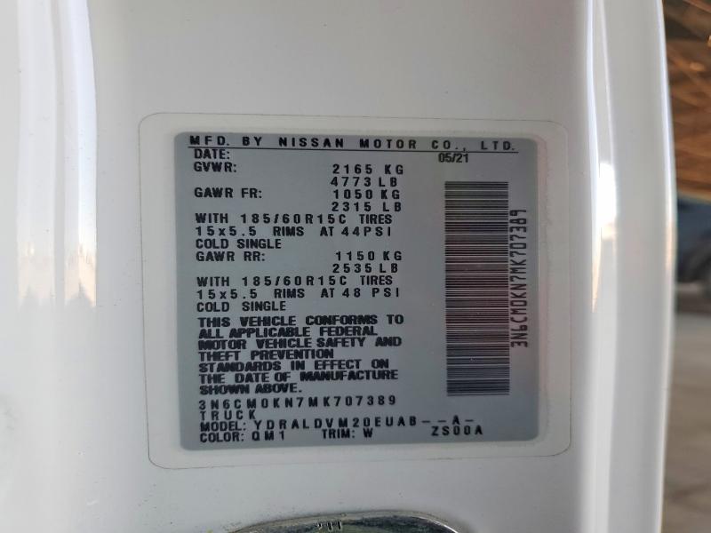 Продаж на аукціоні авто 2021 Nissan Nv200, vin: 3N6CM0KN7MK707389, номер лоту: 56356316