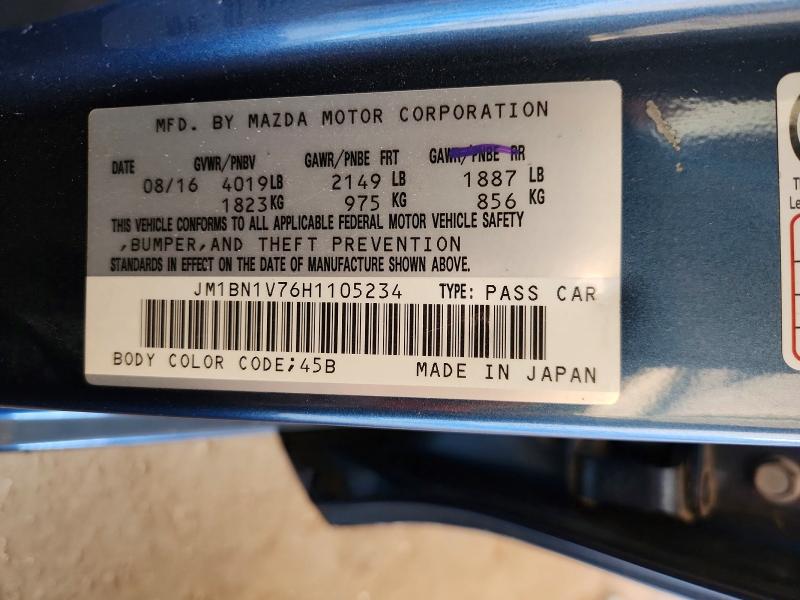 55462016 :رقم المزاد ، JM1BN1V76H1105234 vin ، 2017 Mazda 3 مزاد بيع