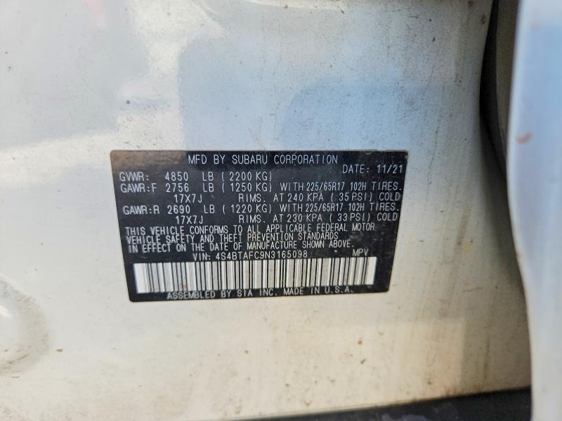 Aukcja sprzedaży 2022 Subaru Outback, vin: 4S4BTAFC9N3165098, numer aukcji: 57231026