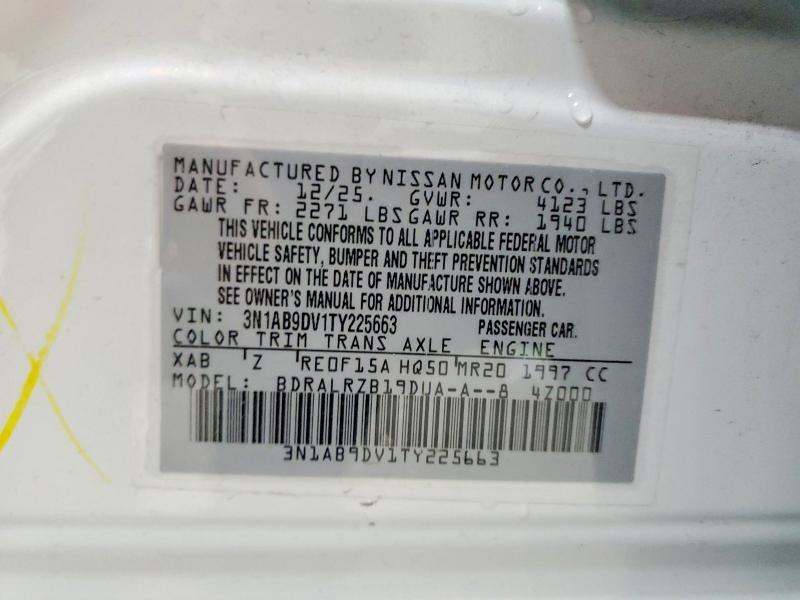 2026 Nissan Sentra მანქანა იყიდება აუქციონზე, vin: 3N1AB9DV1TY225663, აუქციონის ნომერი: 57687496