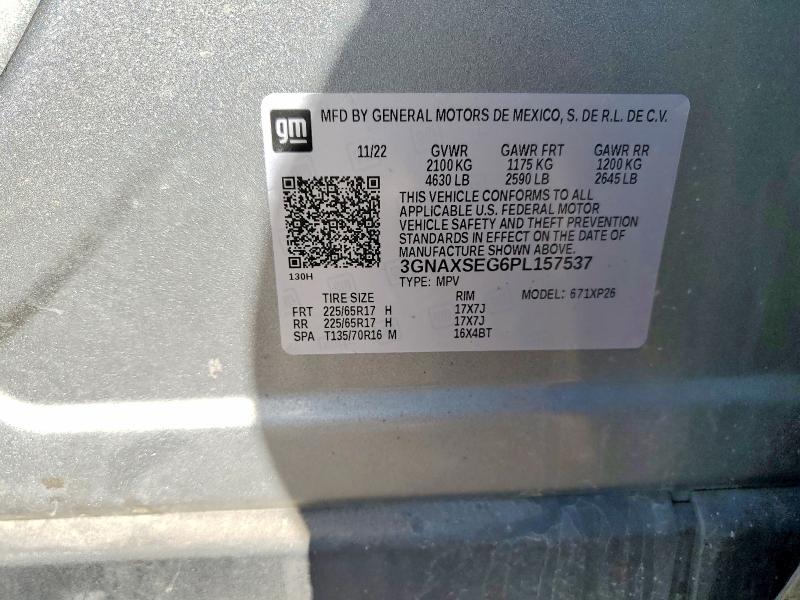 Aukcja sprzedaży 2023 Chevrolet Equinox, vin: 3GNAXSEG6PL157537, numer aukcji: 57300576