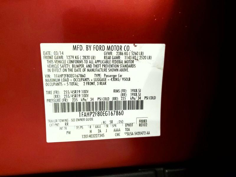 Продажа на аукционе авто 2014 Ford Taurus, vin: 1FAHP2F80EG167860, номер лота: 56967216