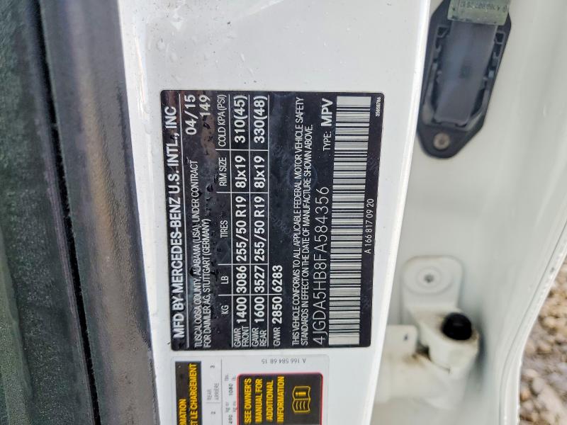 Aukcja sprzedaży 2015 Mercedes-benz Ml, vin: 4JGDA5HB8FA584356, numer aukcji: 58292396