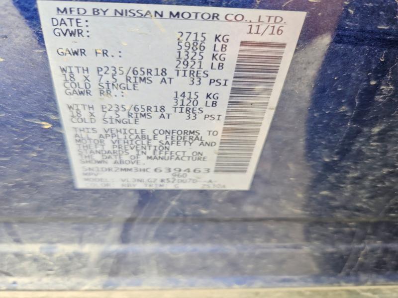 Продажа на аукционе авто 2017 Nissan Pathfinder, vin: 5N1DR2MM3HC639463, номер лота: 97685465