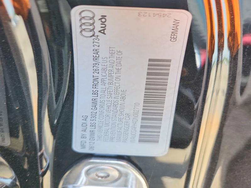 56181736 :رقم المزاد ، WAUCGAFH4DN002710 vin ، 2013 Audi S5 مزاد بيع