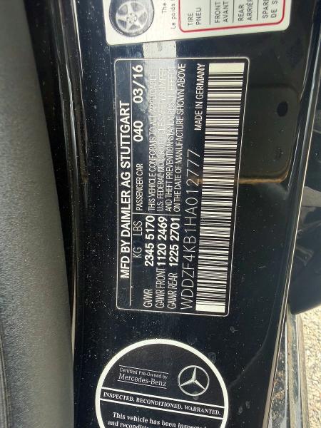 55903696 :رقم المزاد ، WDDZF4KB1HA012777 vin ، 2017 Mercedes-benz E مزاد بيع