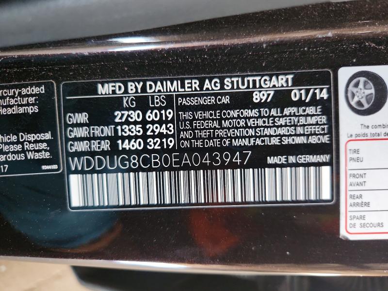 2014 Mercedes-benz S მანქანა იყიდება აუქციონზე, vin: WDDUG8CB0EA043947, აუქციონის ნომერი: 59187346