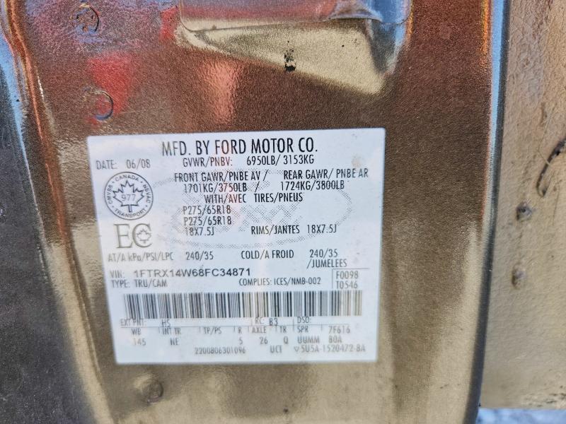 Aukcja sprzedaży 2008 Ford F150, vin: 1FTRX14W68FC34871, numer aukcji: 57659086