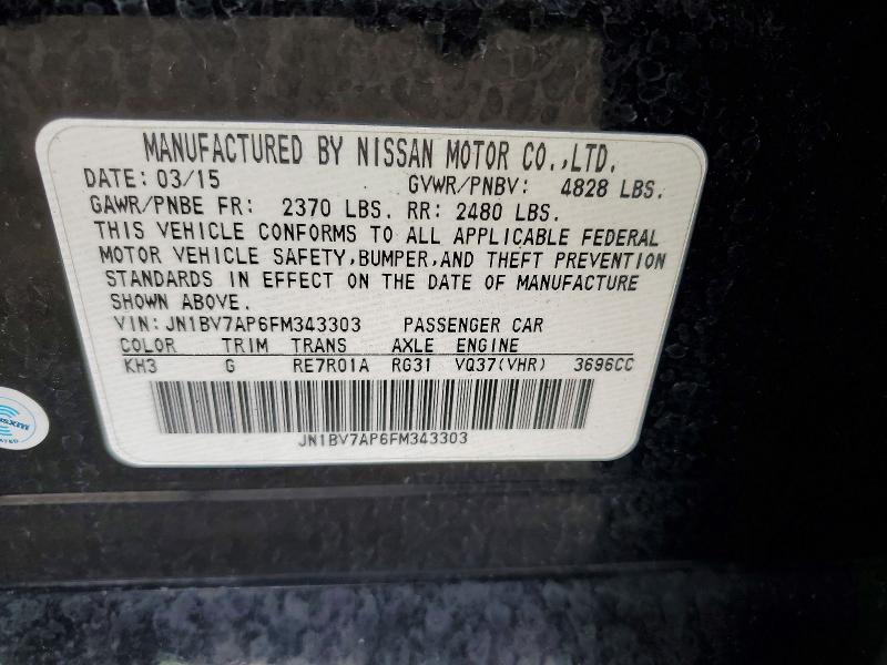 Aukcja sprzedaży 2015 Infiniti Q50, vin: JN1BV7AP6FM343303, numer aukcji: 57552416