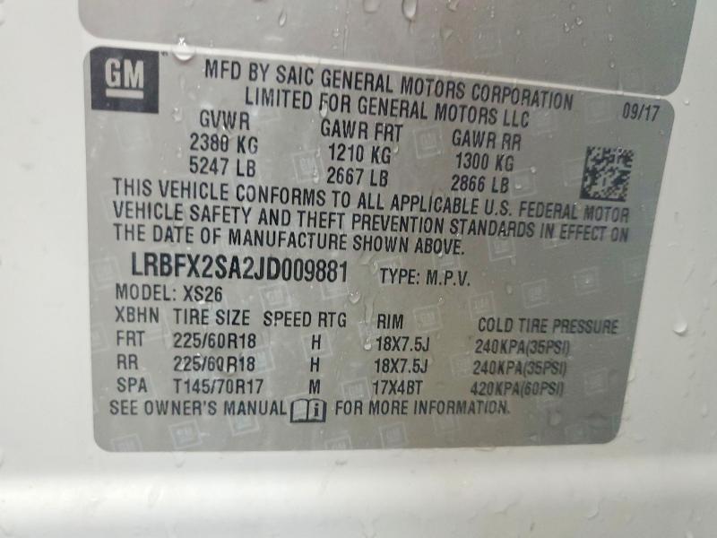 Продаж на аукціоні авто 2018 Buick Envision, vin: LRBFX2SA2JD009881, номер лоту: 55063936