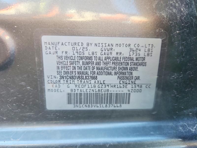 56863186 :رقم المزاد ، 3N1CN8DV6SL837668 vin ، 2025 Nissan Versa مزاد بيع