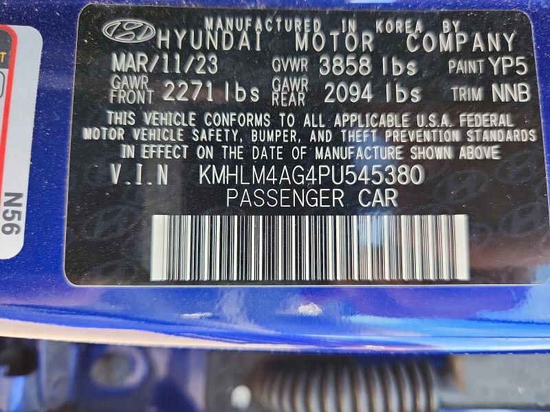 55572236 :رقم المزاد ، KMHLM4AG4PU545380 vin ، 2023 Hyundai Elantra مزاد بيع