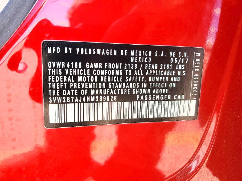 56701436 :رقم المزاد ، 3VW2B7AJ4HM389928 vin ، 2017 Volkswagen Jetta مزاد بيع