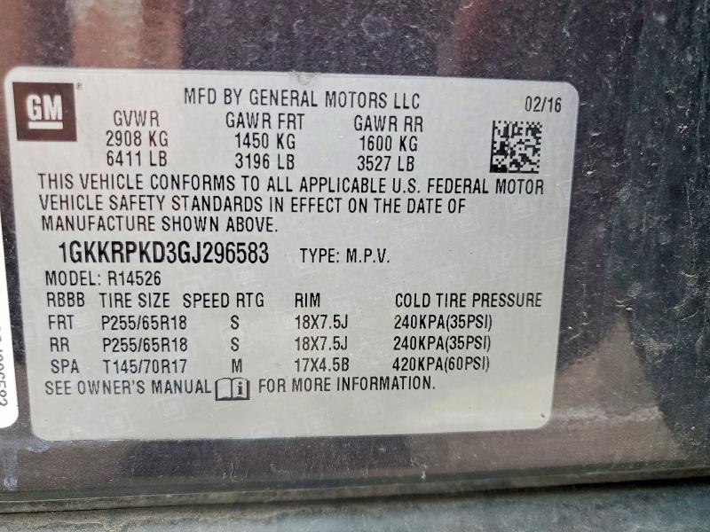 Продаж на аукціоні авто 2016 Gmc Acadia, vin: 1GKKRPKD3GJ296583, номер лоту: 58668766