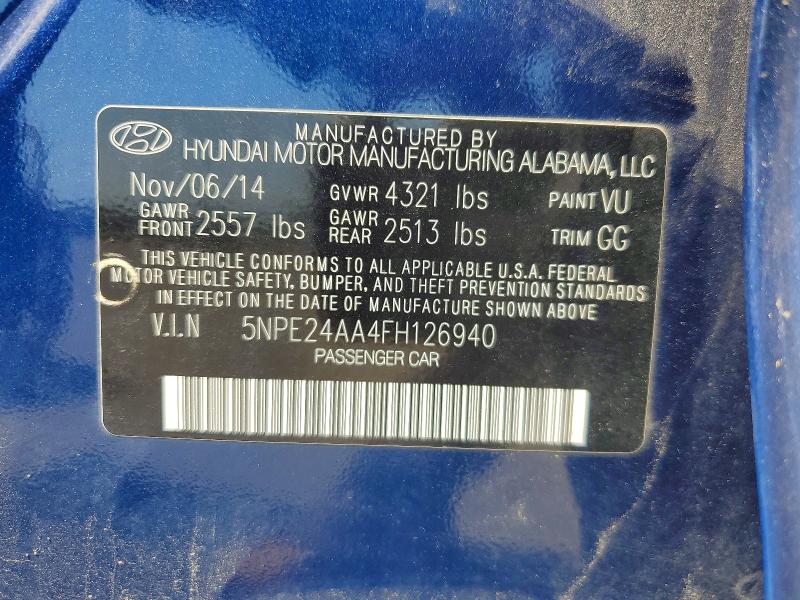 Продаж на аукціоні авто 2015 Hyundai Sonata, vin: 5NPE24AA4FH126940, номер лоту: 59177876
