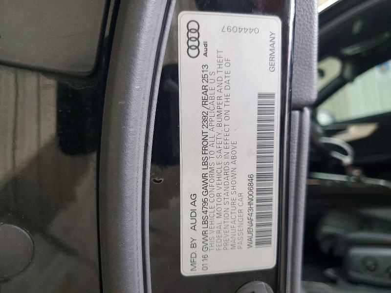 Продажа на аукционе авто 2017 Audi A4, vin: WAUENAF43HN006846, номер лота: 55731036