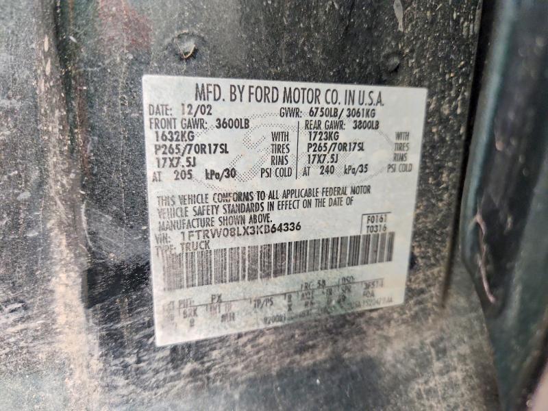 Aukcja sprzedaży 2003 Ford F150, vin: 1FTRW08LX3KB64336, numer aukcji: 85994945