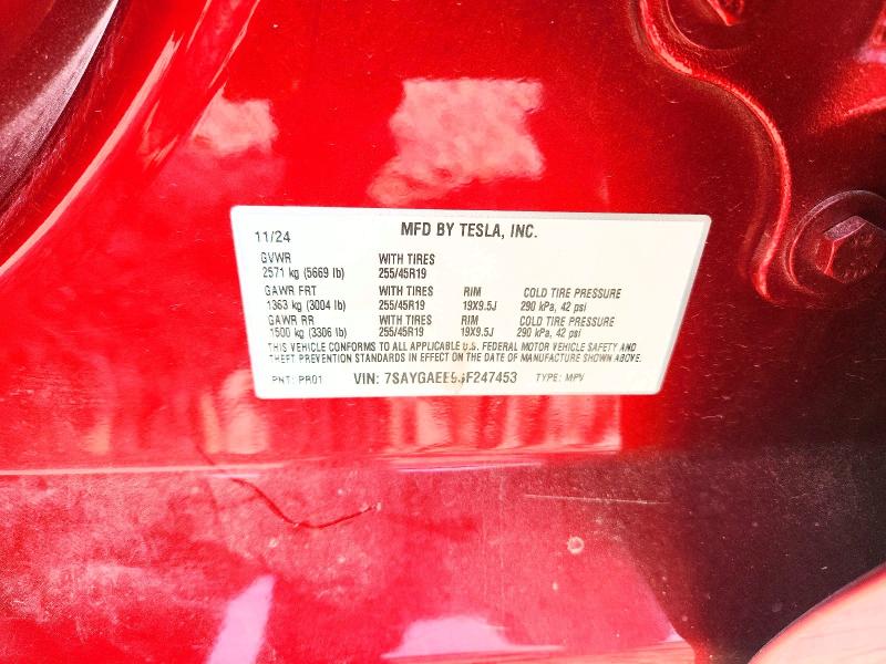 2025 Tesla Model Y მანქანა იყიდება აუქციონზე, vin: 7SAYGAEE9SF247453, აუქციონის ნომერი: 58653896