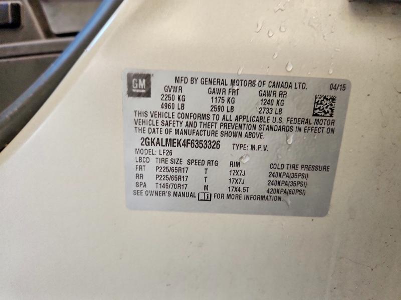 Aukcja sprzedaży 2015 Gmc Terrain, vin: 2GKALMEK4F6353326, numer aukcji: 58284106