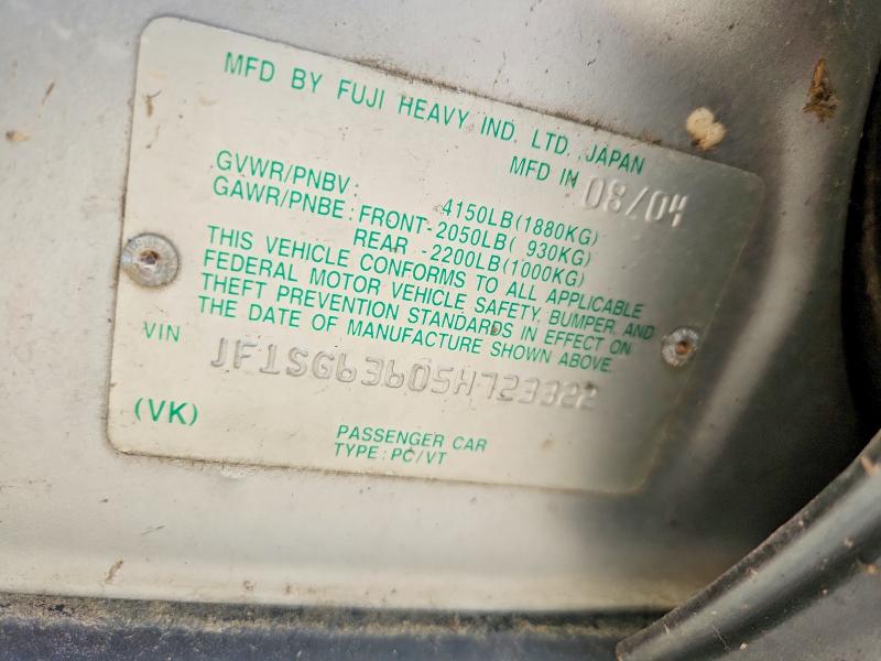 2005 Subaru Forester მანქანა იყიდება აუქციონზე, vin: JF1SG63605H723322, აუქციონის ნომერი: 57496946