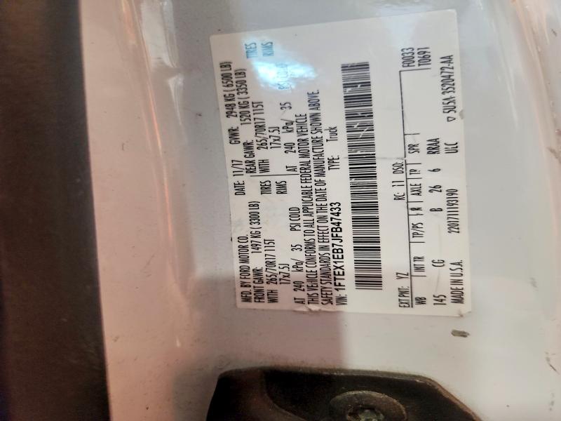 Aukcja sprzedaży 2018 Ford F150, vin: 1FTEX1EB7JFB47433, numer aukcji: 57843106