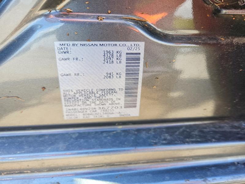 57966796 :رقم المزاد ، 1N4BL4DV2SN367703 vin ، 2025 Nissan Altima مزاد بيع