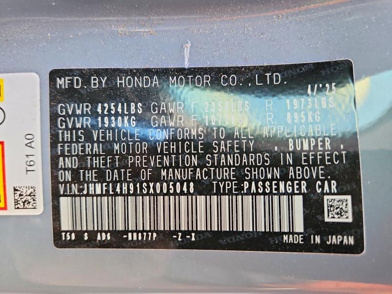 45848326 :رقم المزاد ، JHMFL4H91SX005048 vin ، 2025 Honda Civic مزاد بيع