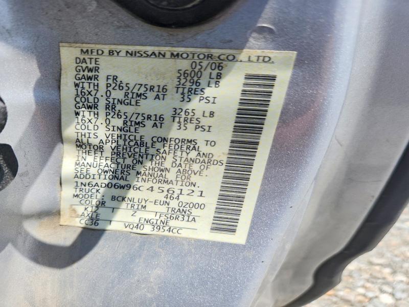 2006 Nissan Frontier მანქანა იყიდება აუქციონზე, vin: 1N6AD06W96C456121, აუქციონის ნომერი: 56610016