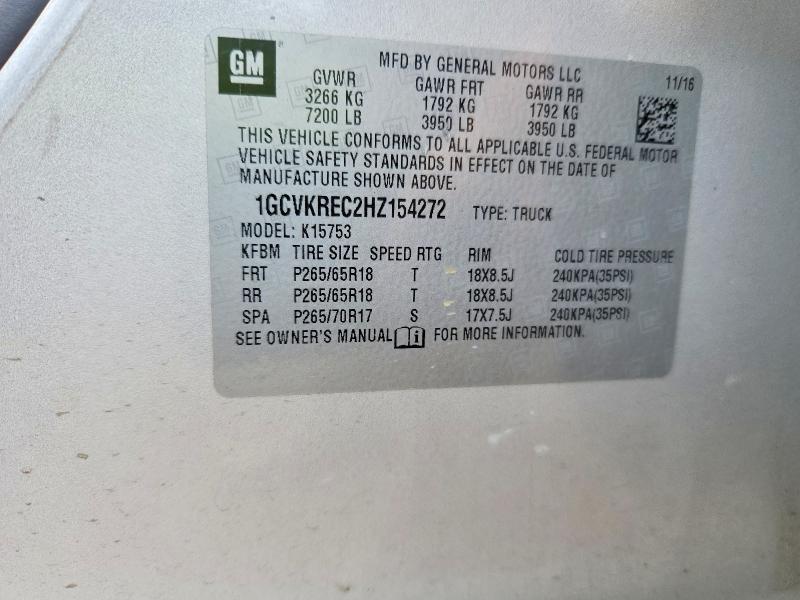 Aukcja sprzedaży 2017 Chevrolet Silverado, vin: 1GCVKREC2HZ154272, numer aukcji: 57572756