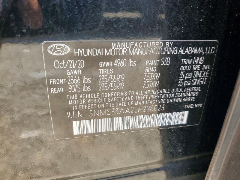 Aukcja sprzedaży 2020 Hyundai Santa Fe, vin: 5NMS33AA2LH296023, numer aukcji: 58889466