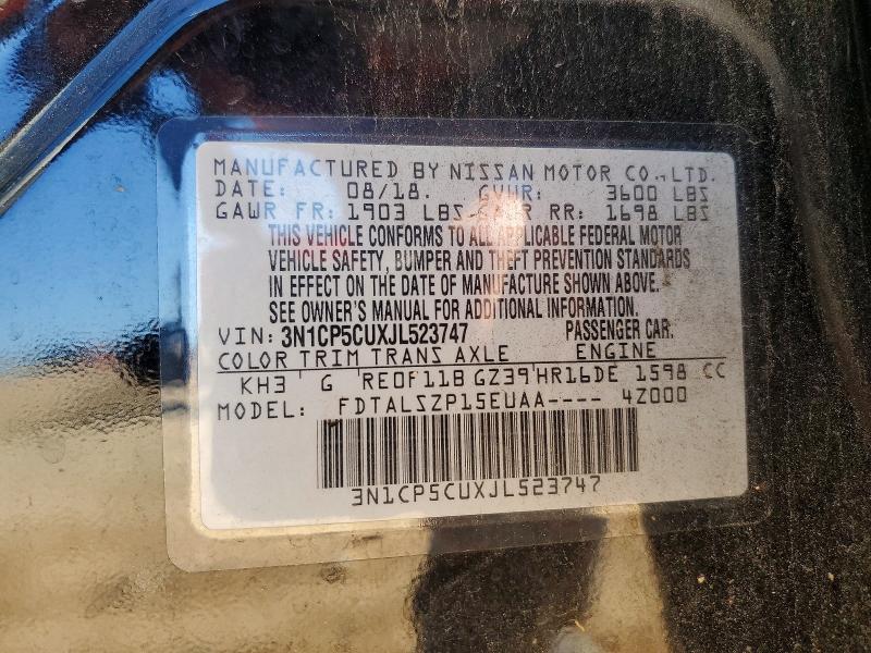 Aukcja sprzedaży 2018 Nissan Kicks, vin: 3N1CP5CUXJL523747, numer aukcji: 55907356