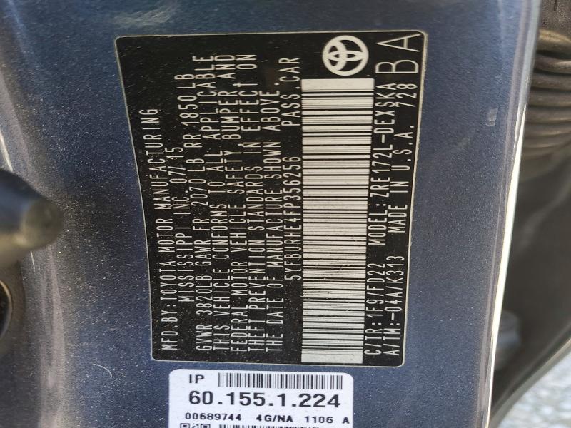 58847266 :رقم المزاد ، 5YFBURHE4FP356256 vin ، 2015 Toyota Corolla مزاد بيع