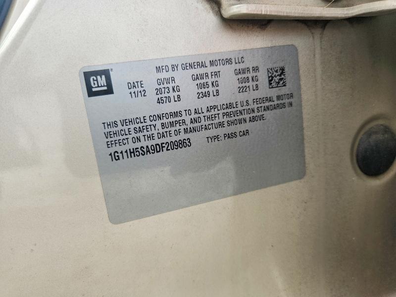 Продаж на аукціоні авто 2013 Chevrolet Malibu, vin: 1G11H5SA9DF209863, номер лоту: 58055146