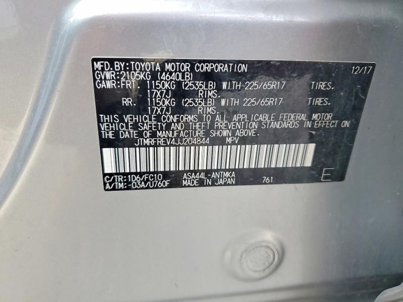 58392926 :رقم المزاد ، JTMRFREV4JJ204844 vin ، 2018 Toyota Rav4 مزاد بيع