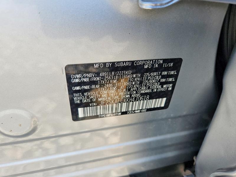 56731726 :رقم المزاد ، JF2SKAECXKH470618 vin ، 2019 Subaru Forester مزاد بيع