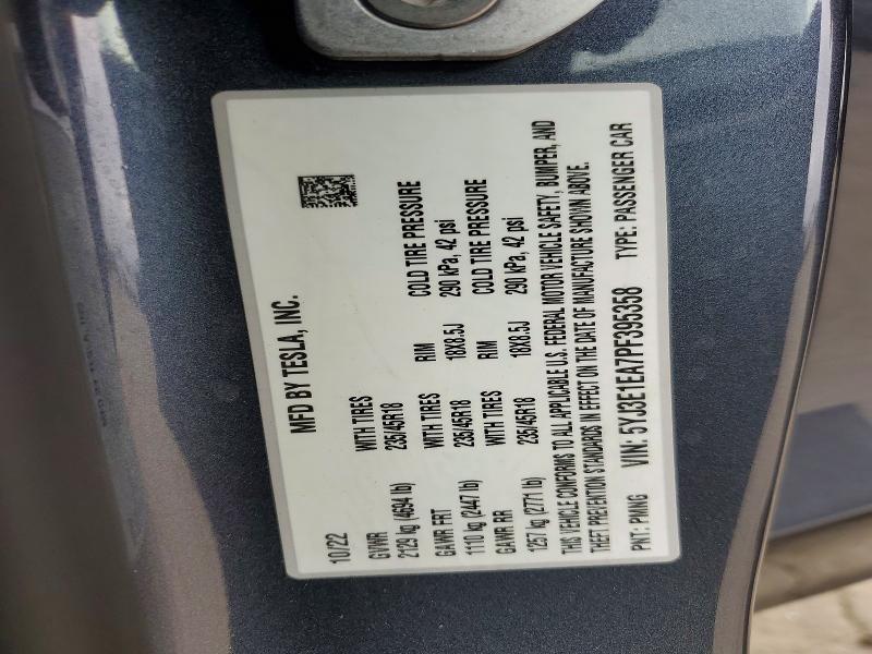 Продаж на аукціоні авто 2023 Tesla Model 3, vin: 5YJ3E1EA7PF395358, номер лоту: 55943206