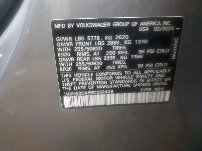 Продаж на аукціоні авто 2024 Volkswagen Atlas Cross Sport, vin: 1V2HE2CA5RC232429, номер лоту: 56989526