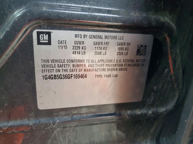 2016 Buick Lacrosse მანქანა იყიდება აუქციონზე, vin: 1G4GB5G36GF169464, აუქციონის ნომერი: 57937116