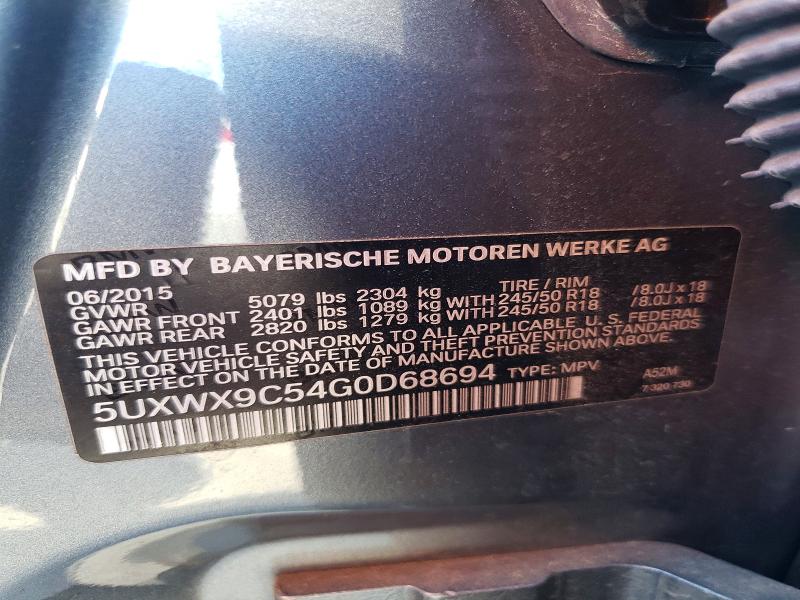 Aukcja sprzedaży 2016 Bmw X3, vin: 5UXWX9C54G0D68694, numer aukcji: 57090326